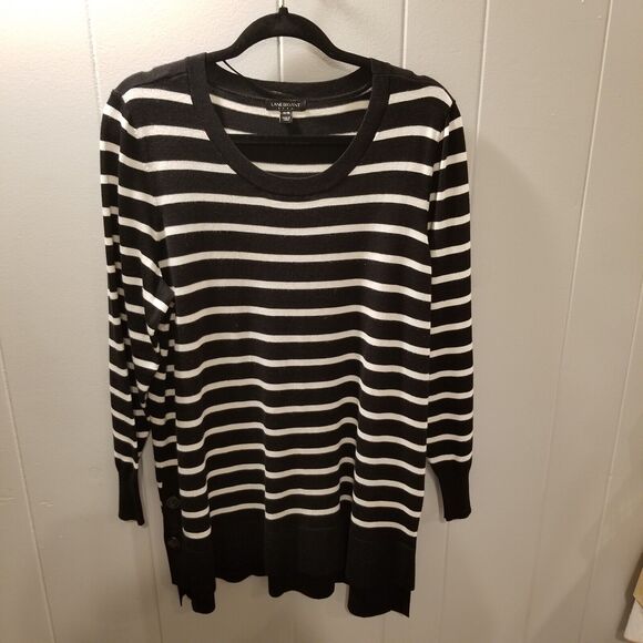 Lane Bryant Women's  14 Black/White Striped Nautical Lightweight Tunic‎ Sweater - Picture 1 of 8